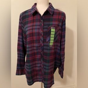 Eddie Bauer Women’s Plaid Long Sleeve Shirt. Size L  NWT